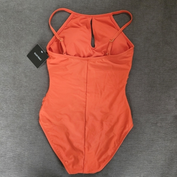 Ellen Tracy Women High Neck Over the Shoulder One Piece keyhole Swimsuit Size 10 - Picture 13 of 15